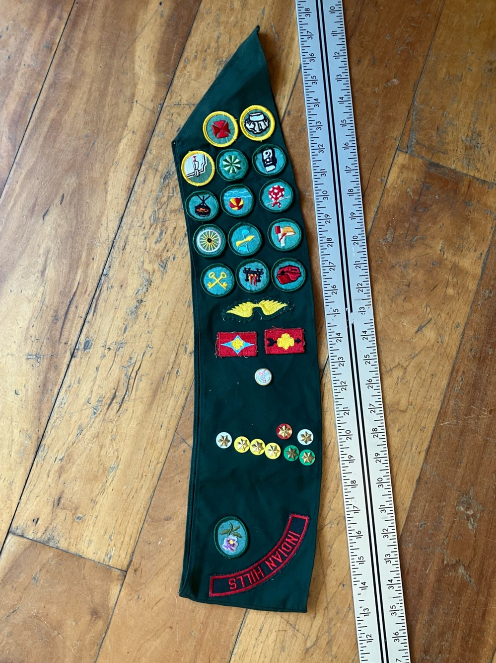 Dark Green Scouts Sash with Merit Badge Emblems